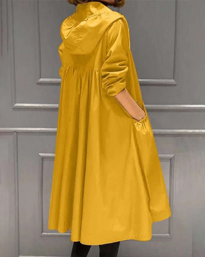 Dames waterdichte trenchcoat met capuchon en rits