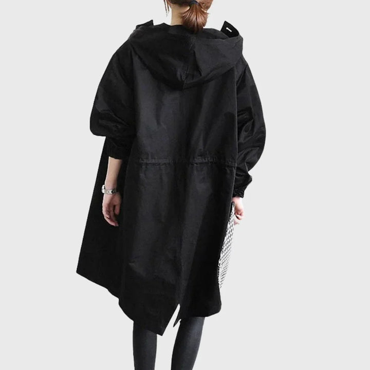 Waterdichte lange trenchcoat met capuchon