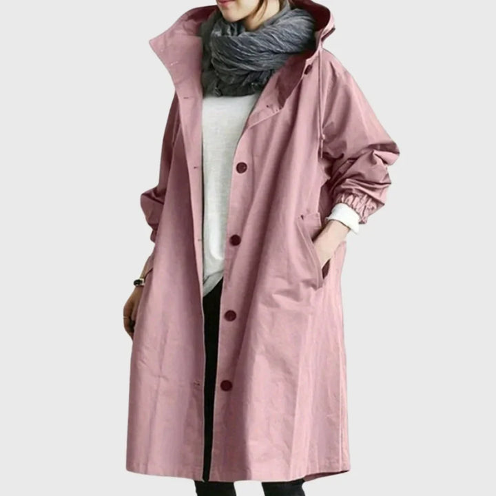 Waterdichte lange trenchcoat met capuchon