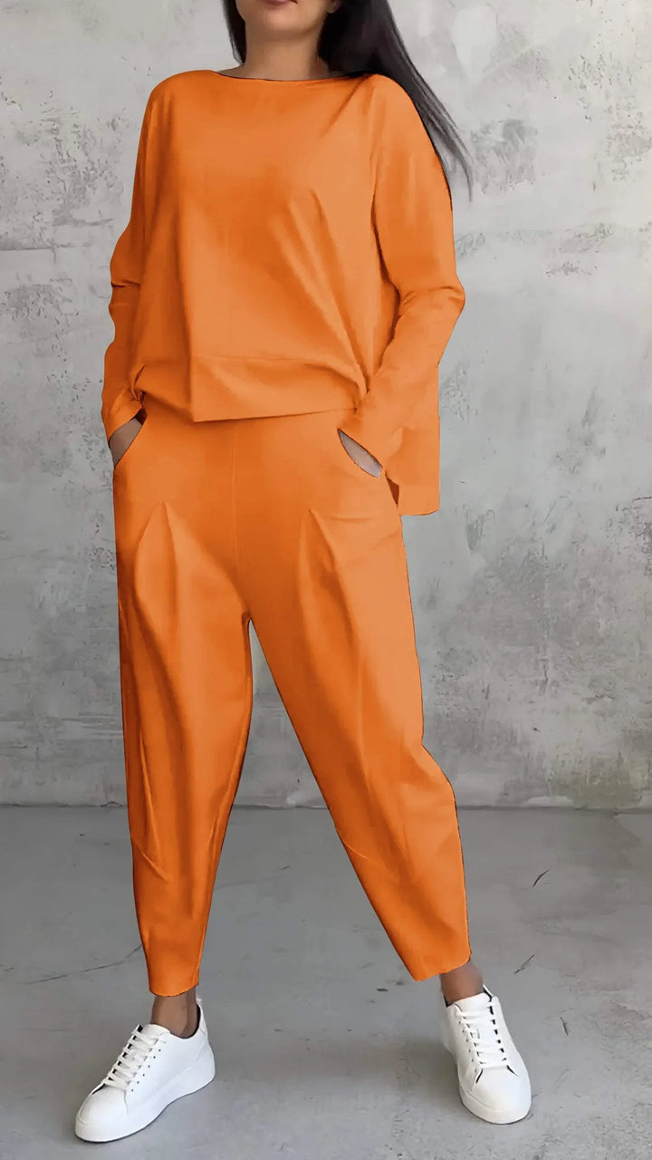 Gebreide loungeset met boothals top