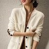 Gebreid vest met doorknoopsluiting en contrastrand