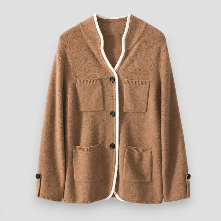 Gebreid vest met doorknoopsluiting en contrastrand