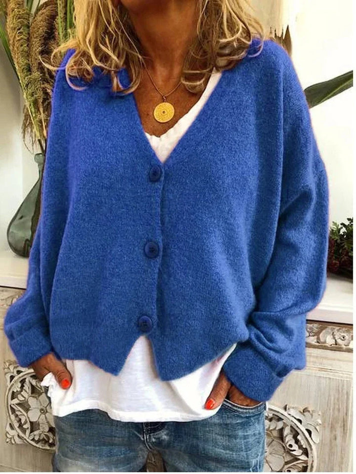 Oversized gebreid vest met V-hals en knoopsluiting