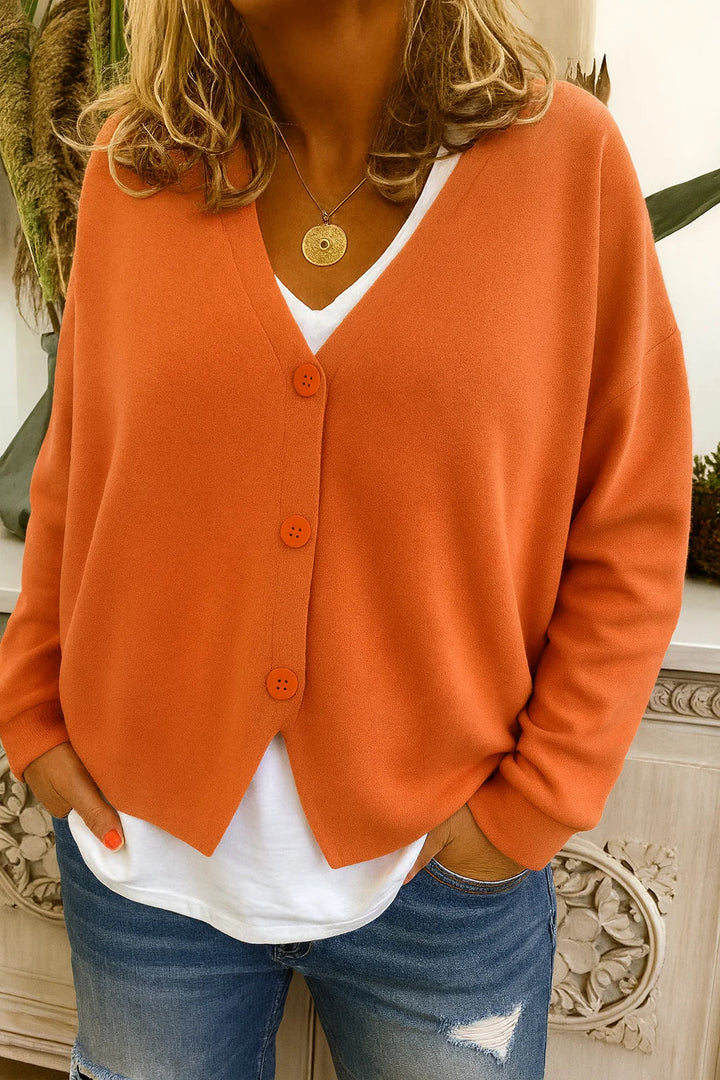 Oversized gebreid vest met V-hals en knoopsluiting