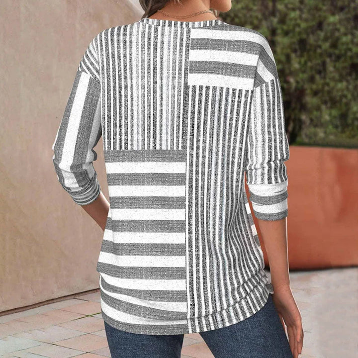 Gebreide blouse met patchwork strepen