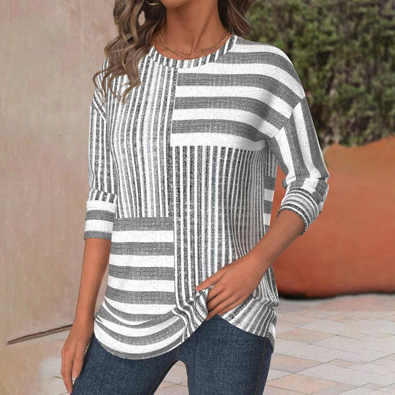 Gebreide blouse met patchwork strepen