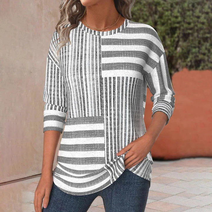 Gebreide blouse met patchwork strepen