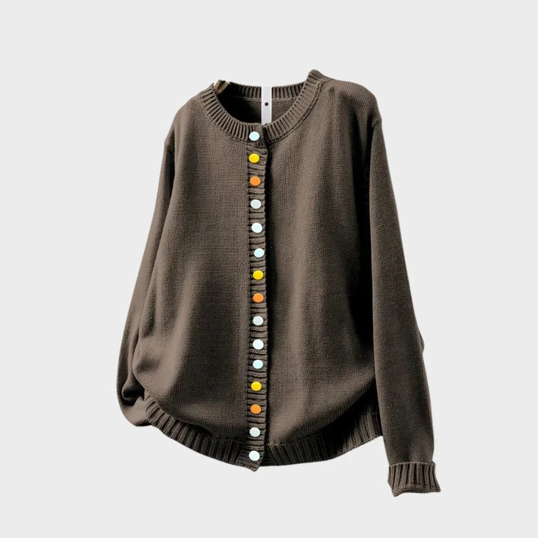 Relaxte cardigan met ronde hals en knopen