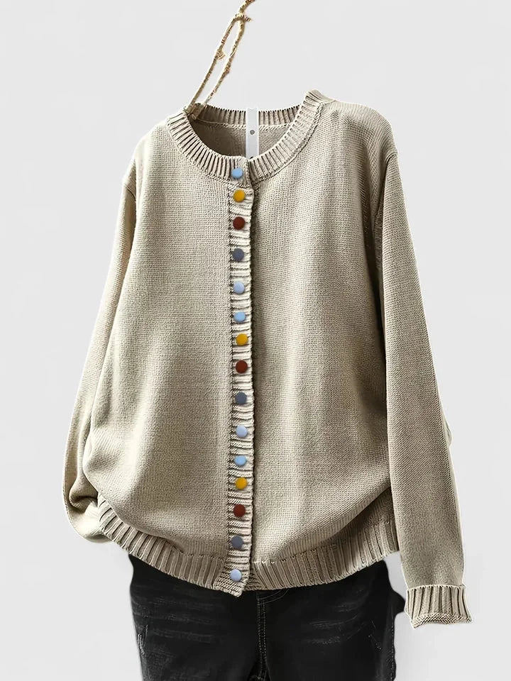Relaxte cardigan met ronde hals en knopen