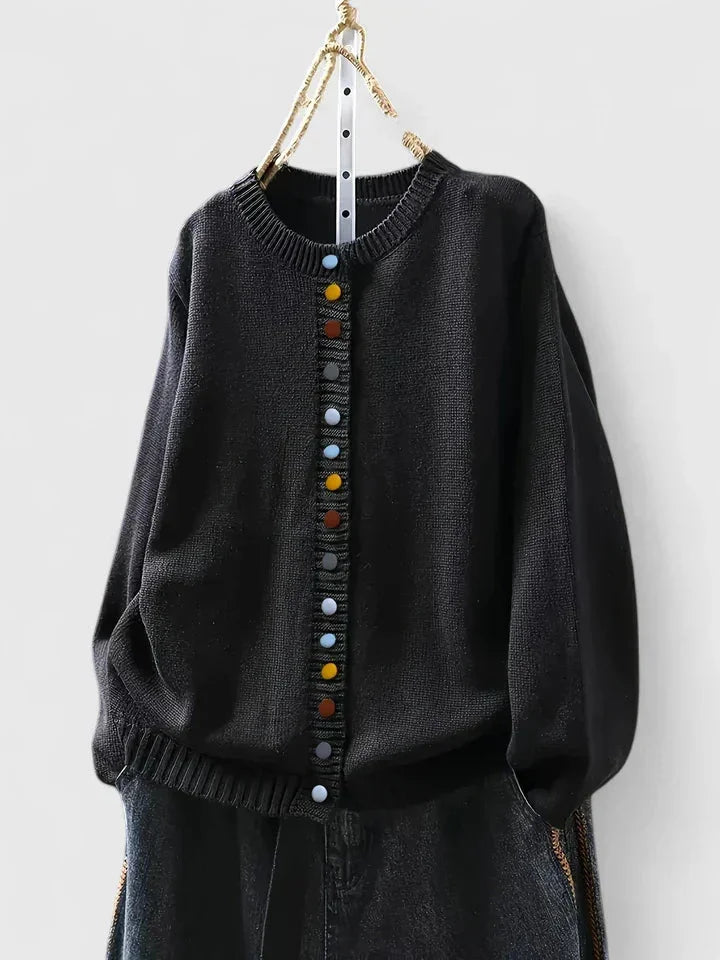 Relaxte cardigan met ronde hals en knopen