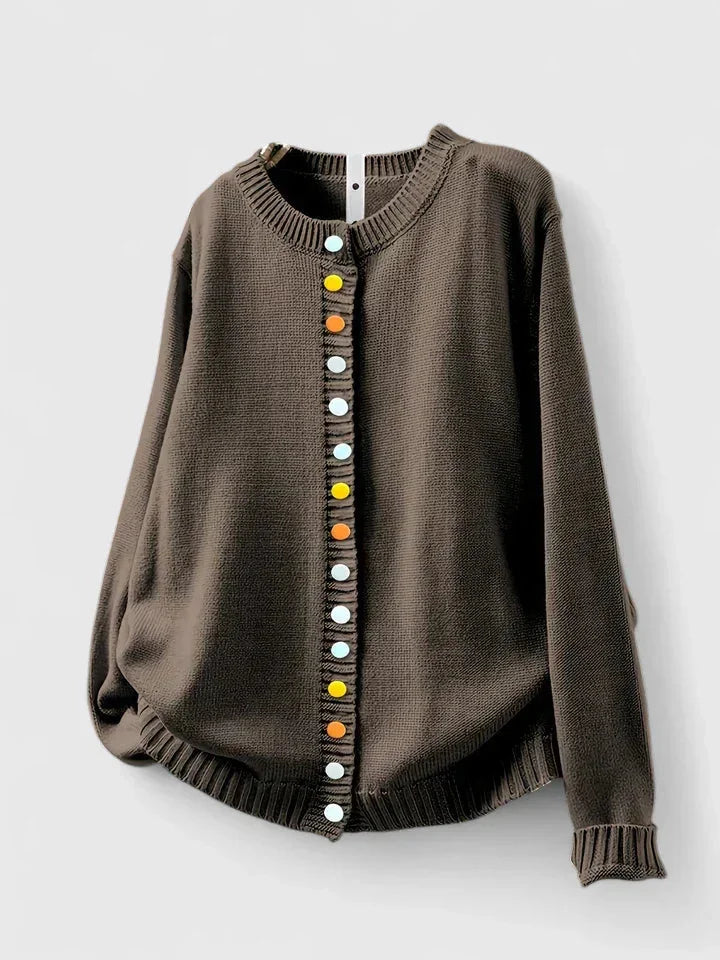 Relaxte cardigan met ronde hals en knopen