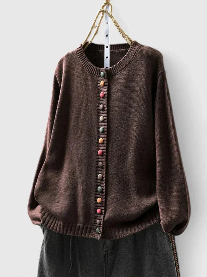 Relaxte cardigan met ronde hals en knopen