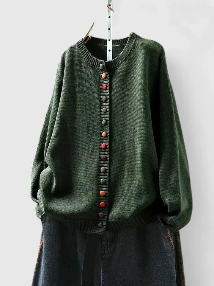 Relaxte cardigan met ronde hals en knopen