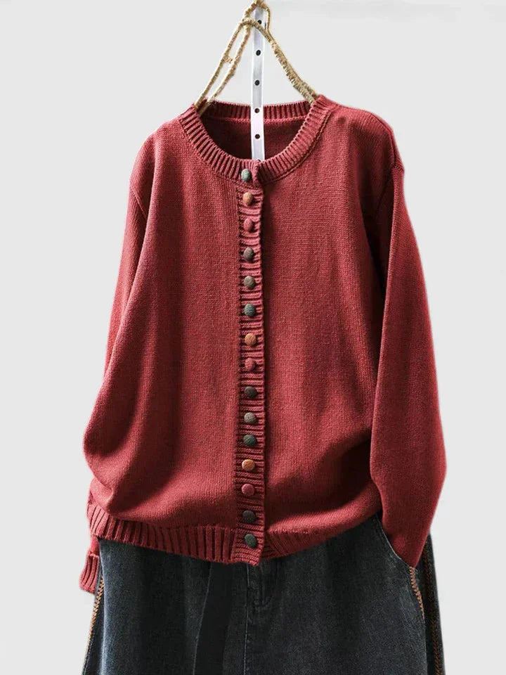 Relaxte cardigan met ronde hals en knopen