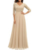 Kanten chiffon maxi-jurk met V-hals