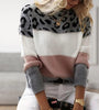 Dames luipaardprint colour-block gebreide trui