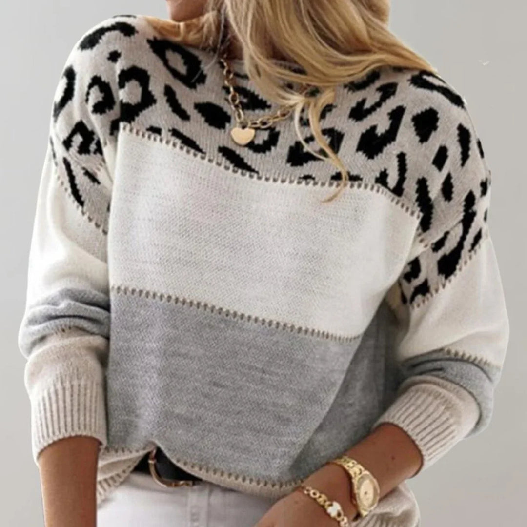 Luipaardprint colourblock trui