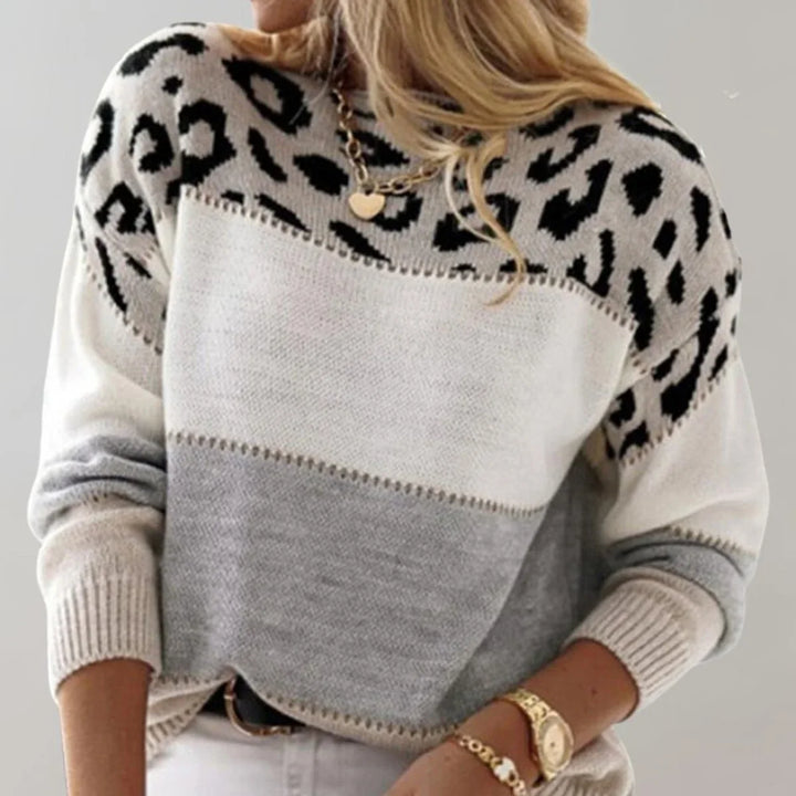 Luipaardprint colourblock trui