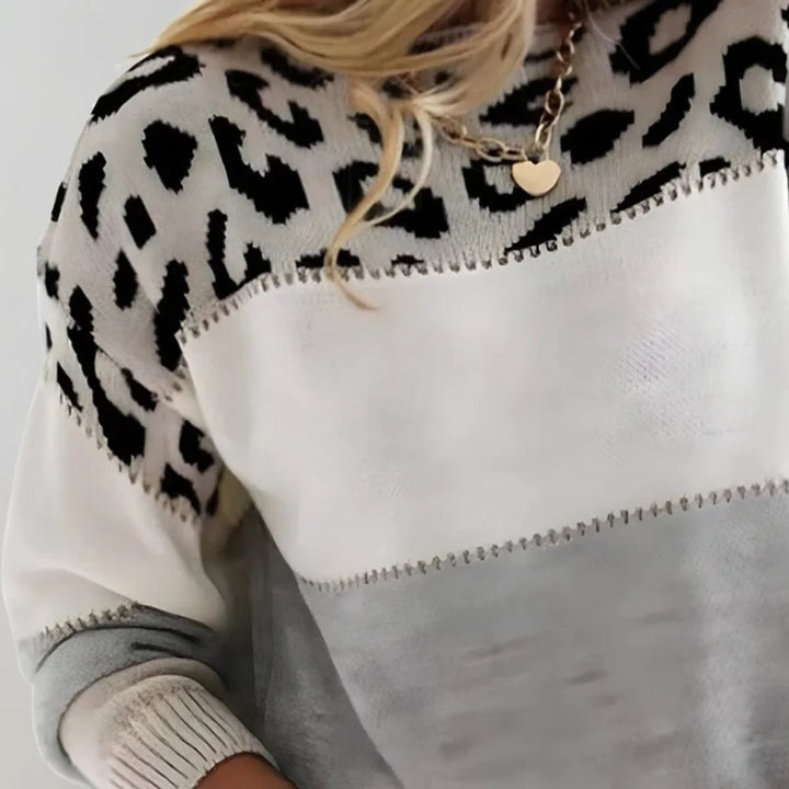 Luipaardprint colourblock trui