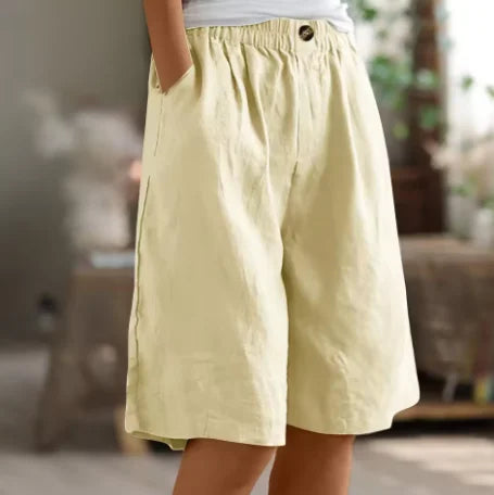Linnen short met relaxed fit, knielengte