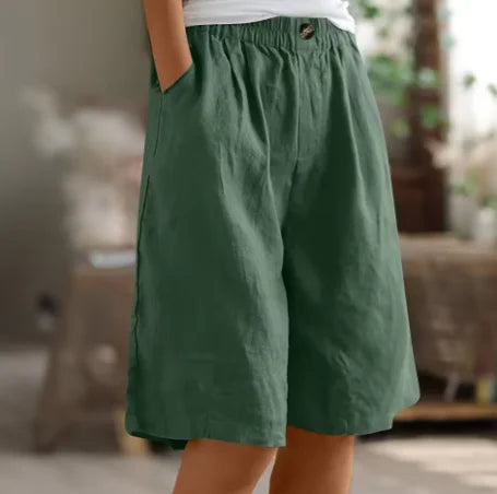 Linnen short met relaxed fit, knielengte