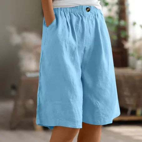 Linnen short met relaxed fit, knielengte