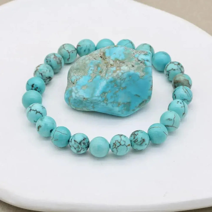 Armband van natuurlijke turkooizen kralen met stretch