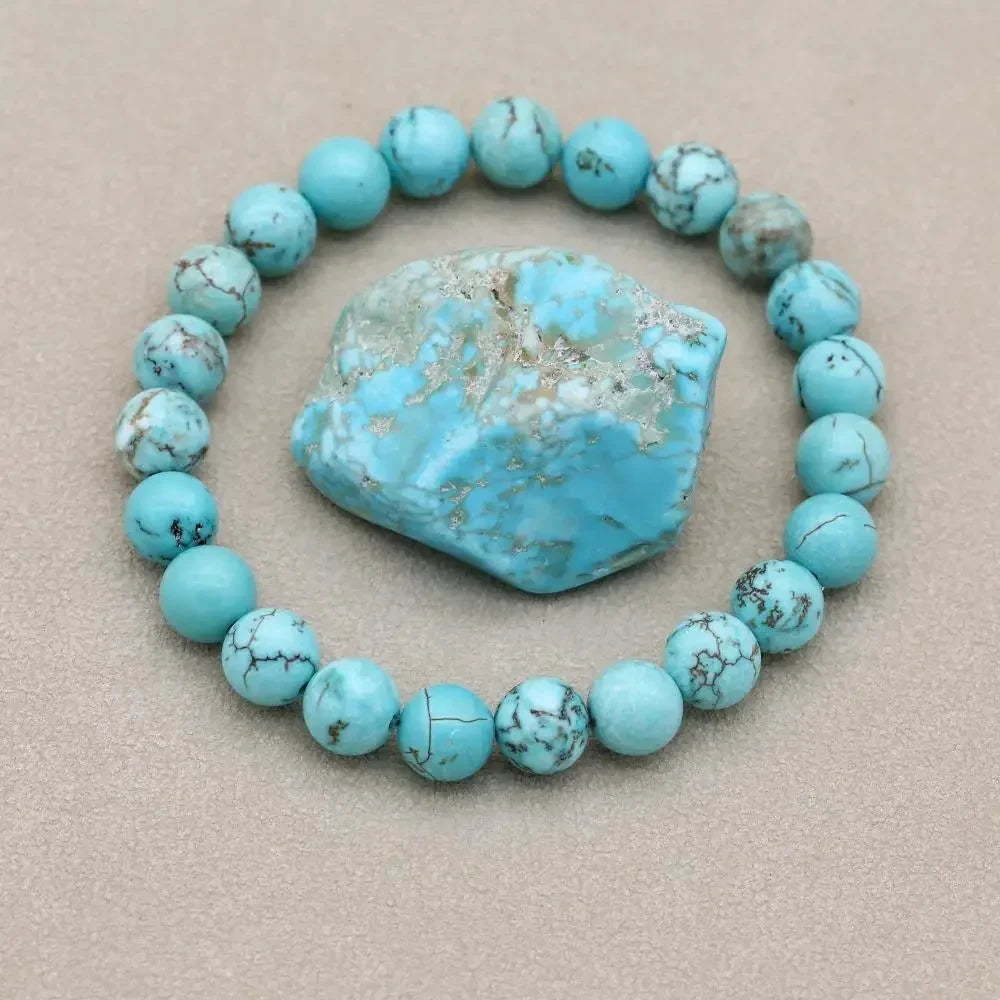 Armband van natuurlijke turkooizen kralen met stretch