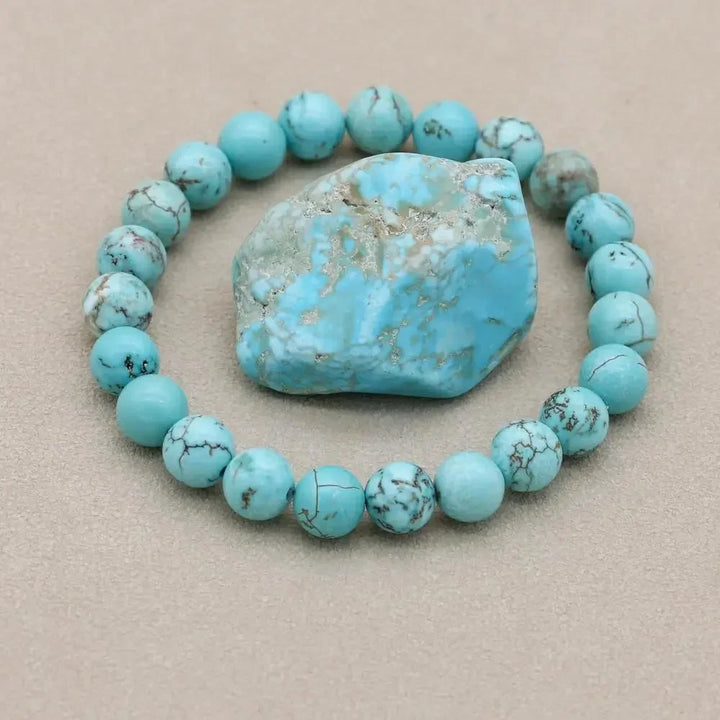 Armband van natuurlijke turkooizen kralen met stretch