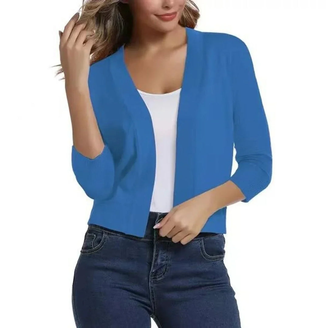 Cropped vest met open voorkant en driekwart mouwen