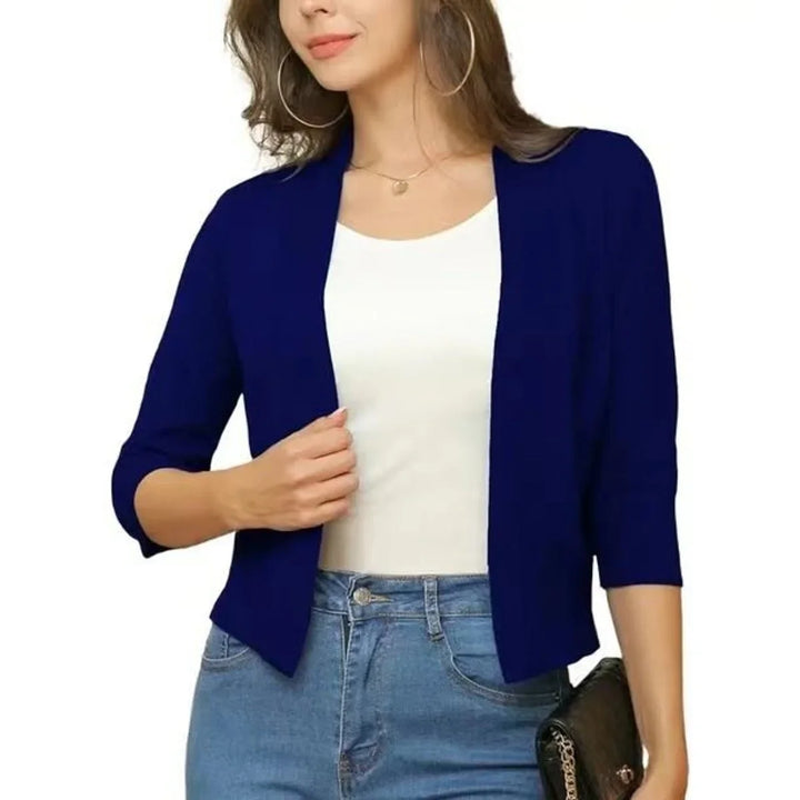 Cropped vest met open voorkant en driekwart mouwen