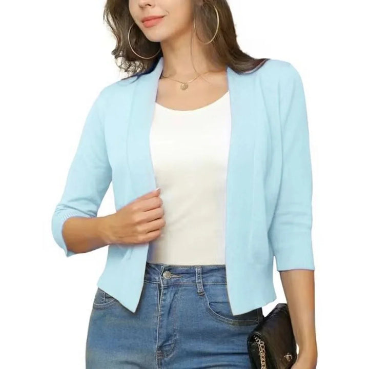 Cropped vest met open voorkant en driekwart mouwen