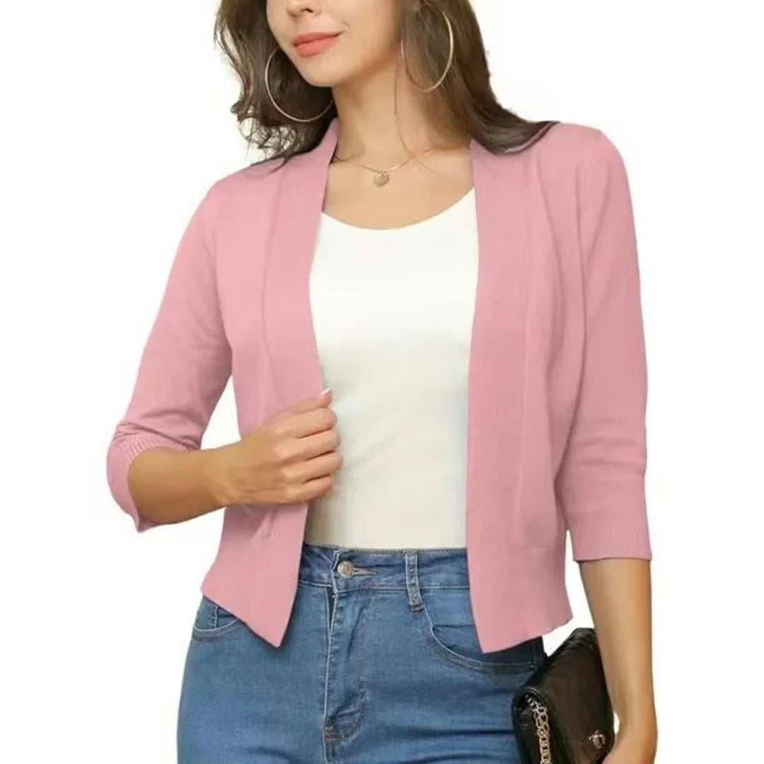 Cropped vest met open voorkant en driekwart mouwen