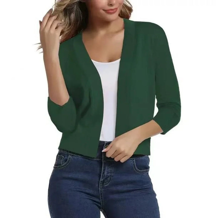 Cropped vest met open voorkant en driekwart mouwen