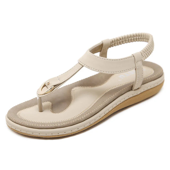 Platte T-strap sandalen met steunzool