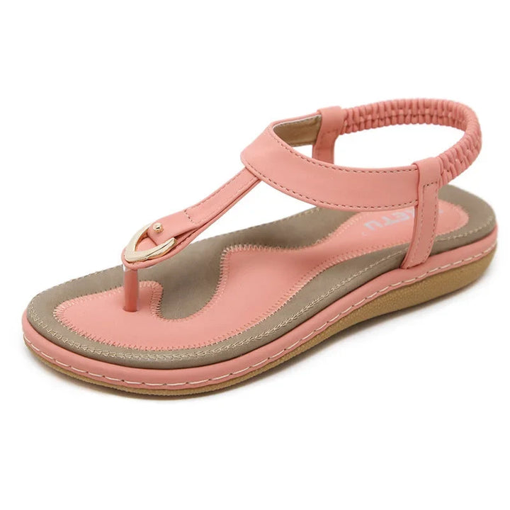Platte T-strap sandalen met steunzool