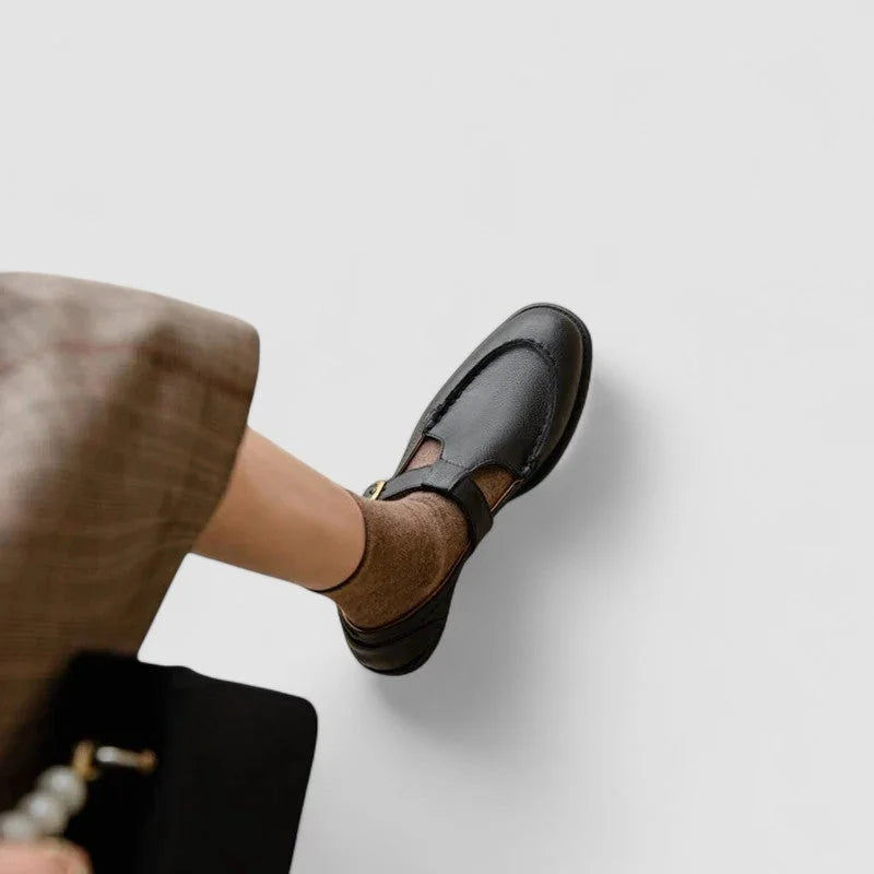 Leren Mary Jane schoenen met vierkante neus en extra demping