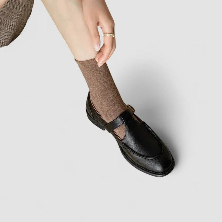 Leren Mary Jane schoenen met vierkante neus en extra demping