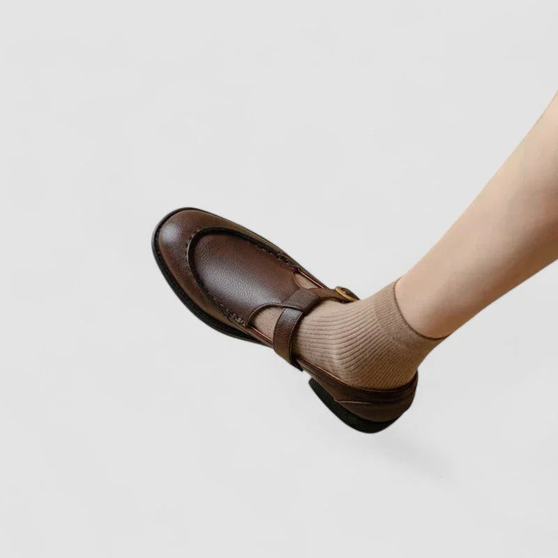 Leren Mary Jane schoenen met vierkante neus en extra demping