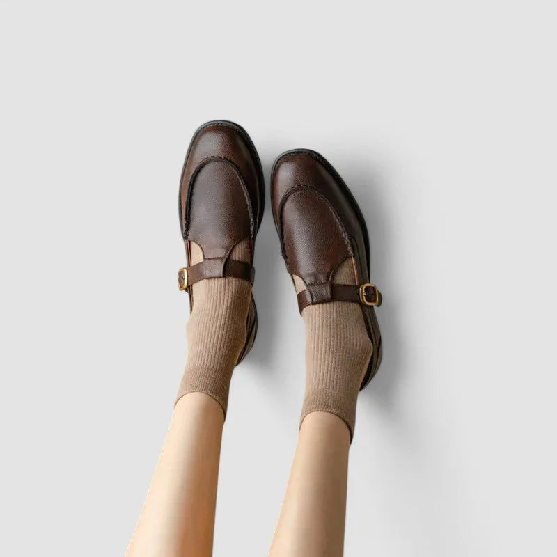 Leren Mary Jane schoenen met vierkante neus en extra demping