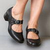 Vegan leren maryjane-schoenen met cut-outs