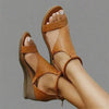 Sandalen met sleehak van veganistisch leer en T-bandje