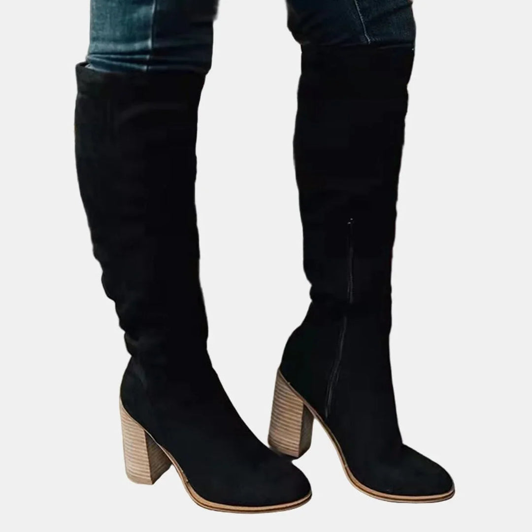Overknee stretch laarzen met blokhak