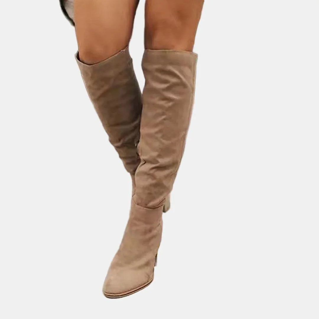 Overknee stretch laarzen met blokhak