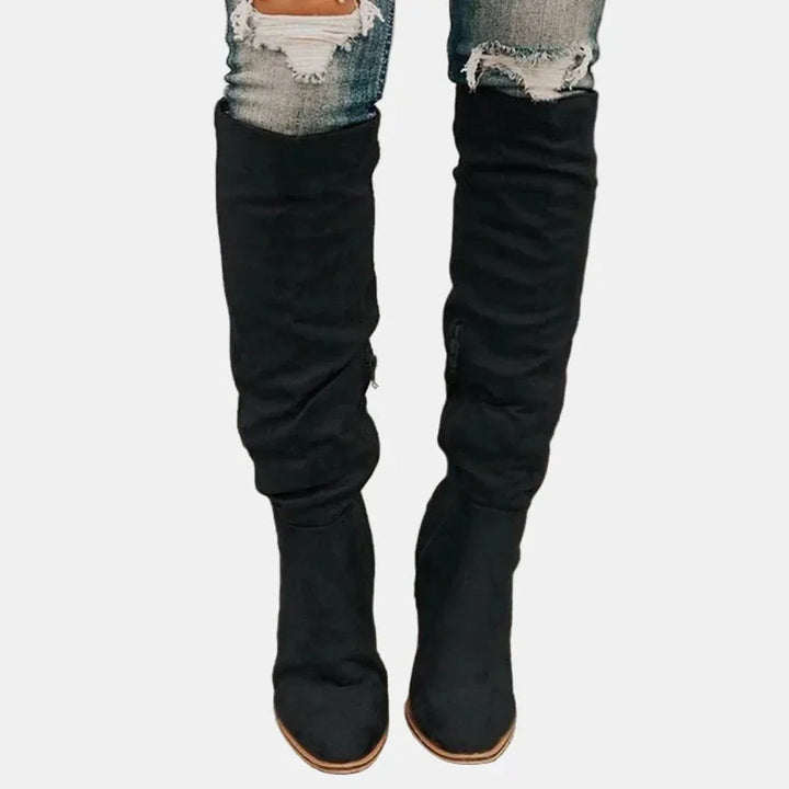 Overknee stretch laarzen met blokhak