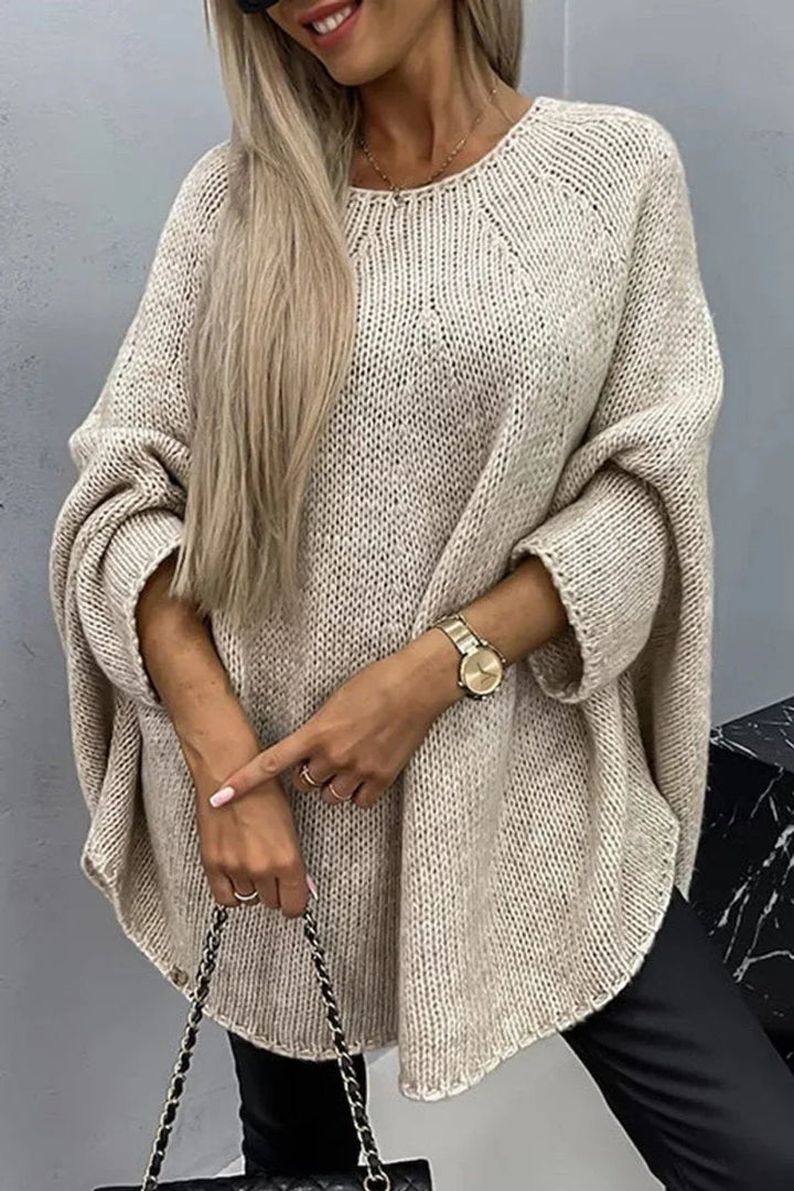 Oversized trui met vleermuismouwen en ronde hals