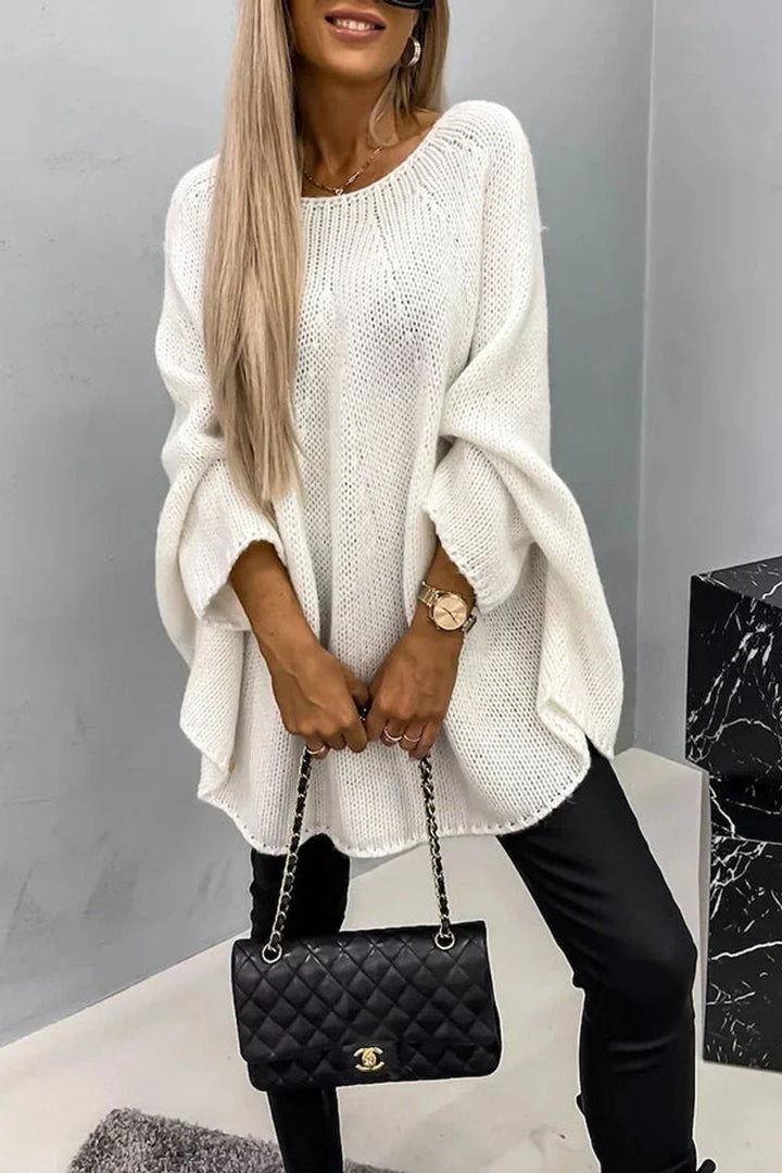 Oversized trui met vleermuismouwen en ronde hals