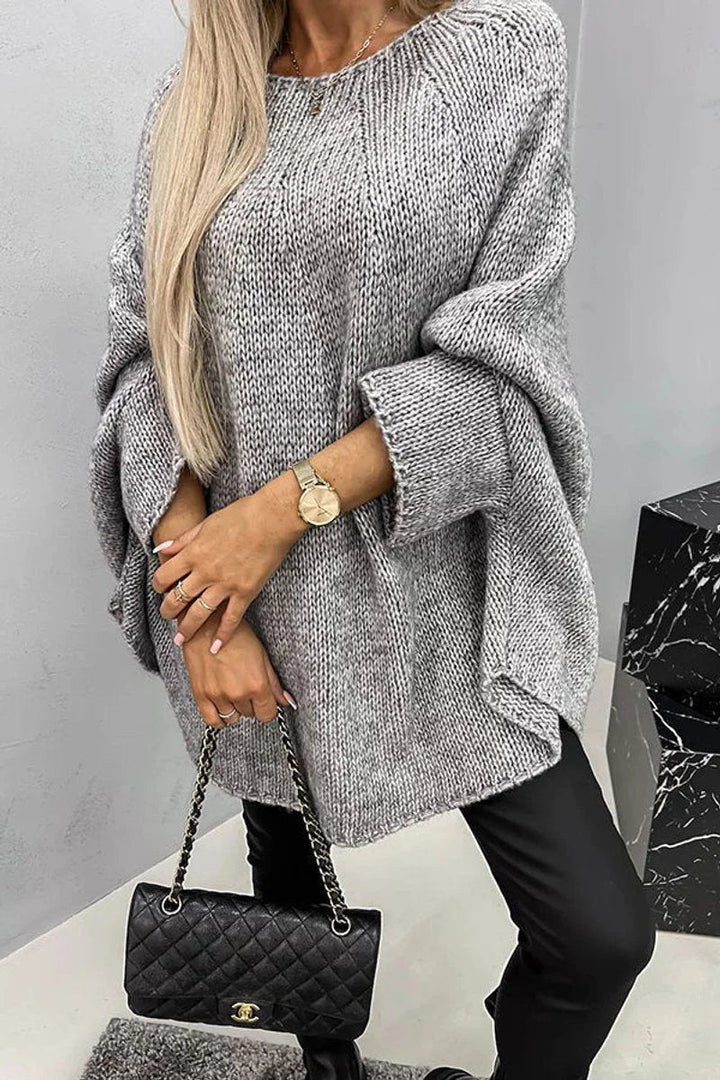 Oversized trui met vleermuismouwen en ronde hals