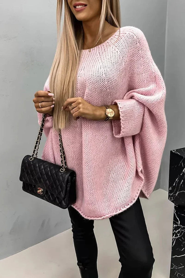 Oversized trui met vleermuismouwen en ronde hals