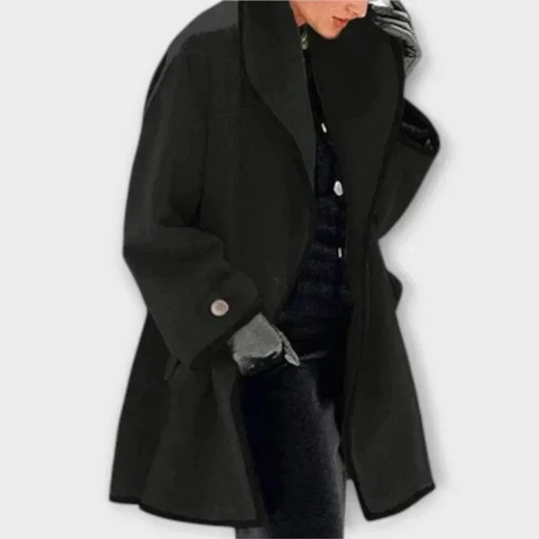 Oversized mantel van wolmix met contrasterende bies